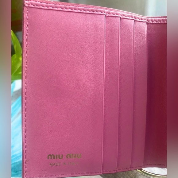 MIU MIU Pink Croc Trifold Wallet | - Picture 7 of 14